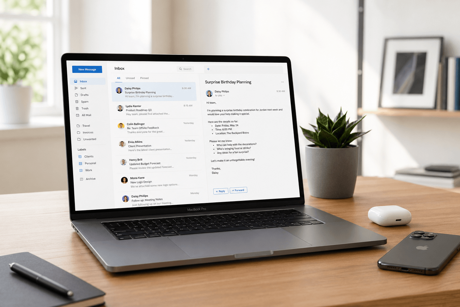 Email client on MacBook Pro