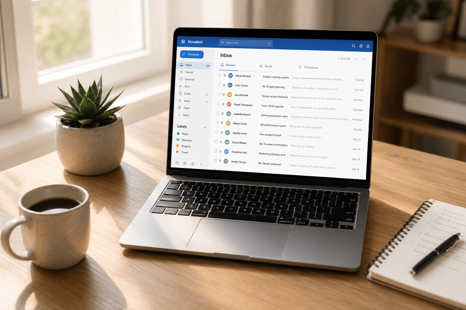 Professional email workspace