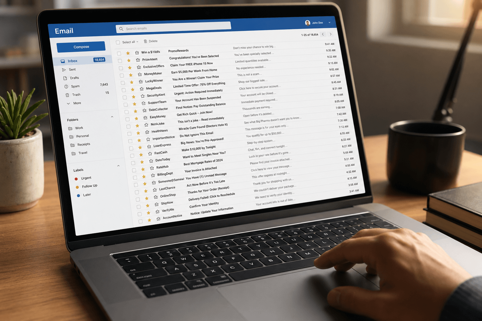 Inbox overflowing with spam emails